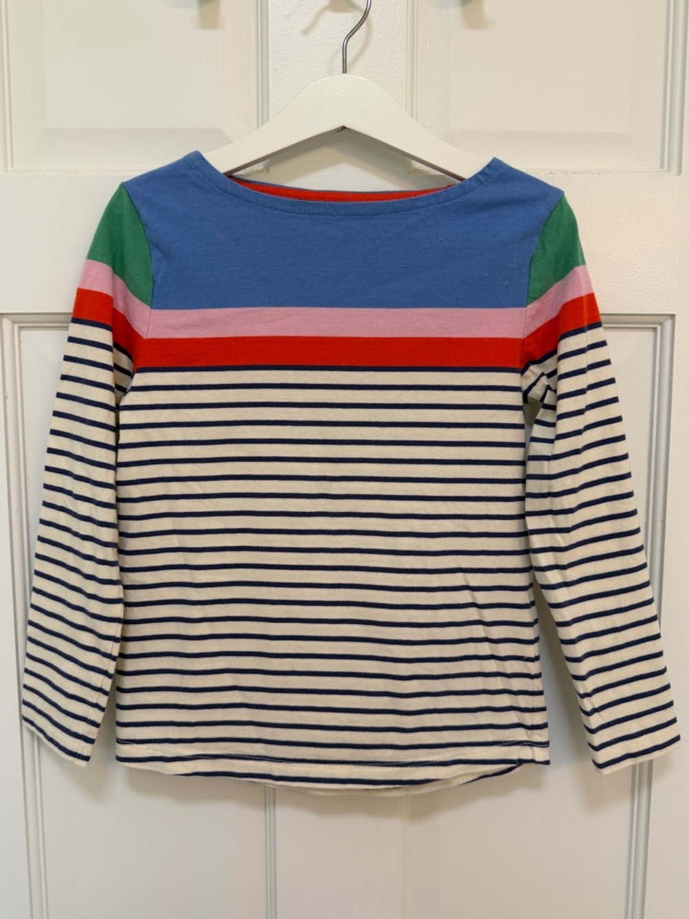 Boden Navy & Cream Striped Long-Sleeve Tee with Colorblock Accents
